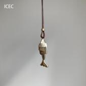 中古vinage冷淡风拼接小鱼吊坠项链小众设计感精致长款 秋冬毛衣链