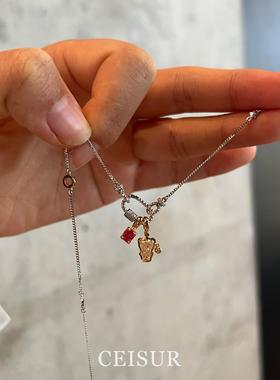 可爱小熊软糖吊坠跑环项链高级感