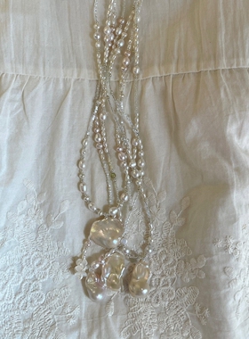 法式仿巴洛克珍珠串珠长项链轻奢