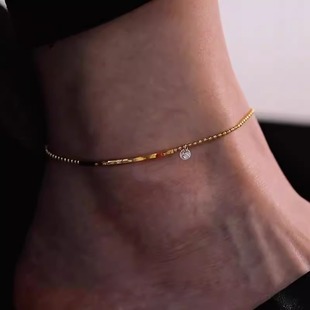极简风金色仿单钻脚链时尚 潮环 轻奢精致足链小众设计感女2025新款