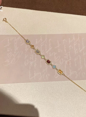多巴胺彩色几何方糖细手链女简约