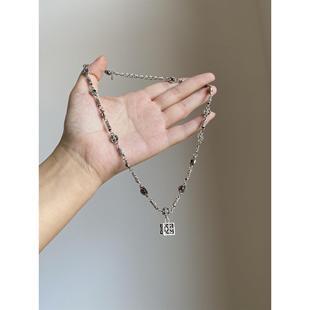 甜酷风方形十字架项链高级感轻奢朋克风时尚 独特小众毛衣链女配饰