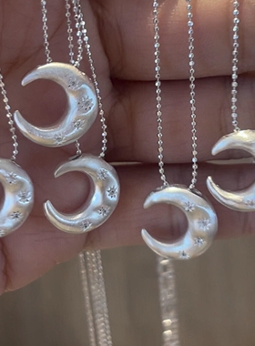 银色半月吊坠项链女个性独特百搭