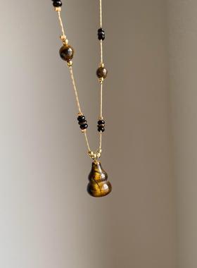 复古虎眼石葫芦项链高级感新中式