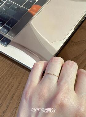 韩系简约极细褶皱素圈戒指高级感