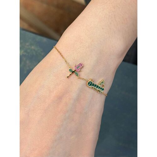 玫瑰花涂鸦可爱毛毛虫手链女精致