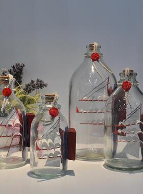 漂流瓶许愿瓶地中海风格帆船的玻璃瓶 瓶中船船瓶迈瑞恩MA2036-38