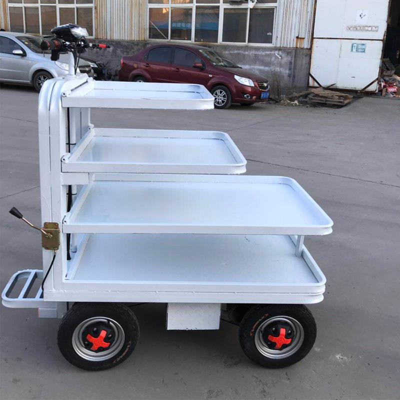 工地电动手推车小型三开门平板车挡板可拆卸平板斗车搬运车