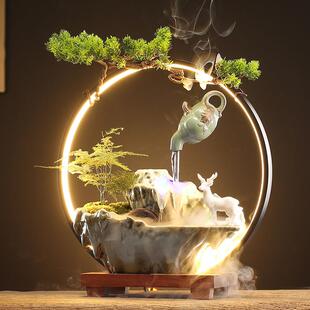 中式悬壶流水生财喷泉摆件循环水家居桌面办公室招财乔迁开业礼品