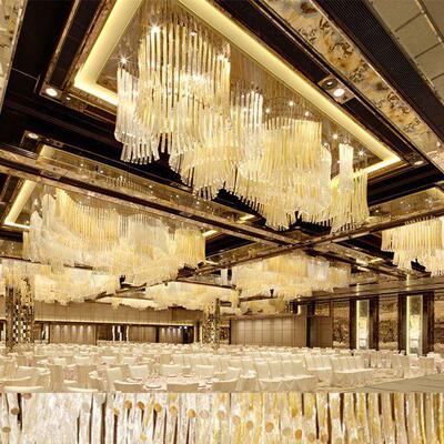 酒店大堂吊灯售楼部沙盘灯宴会厅装饰灯多层水晶玻璃弯管挂件婚礼