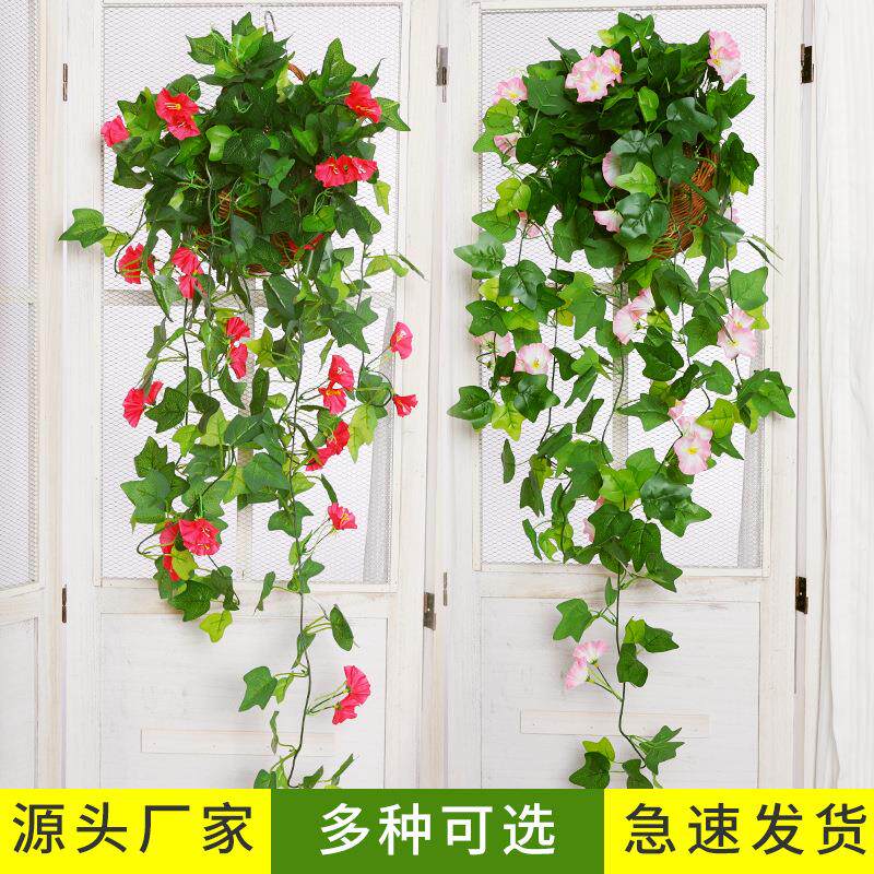 仿真绿植壁挂吊篮装饰牵牛花塑料喇叭花假花艺室内造景遮挡仿真花