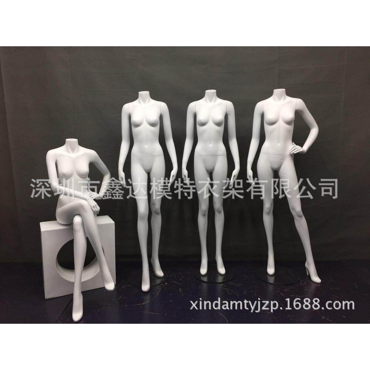 无头男装全身模特玻璃钢烤漆亮白模特道具男女装全身模特道具