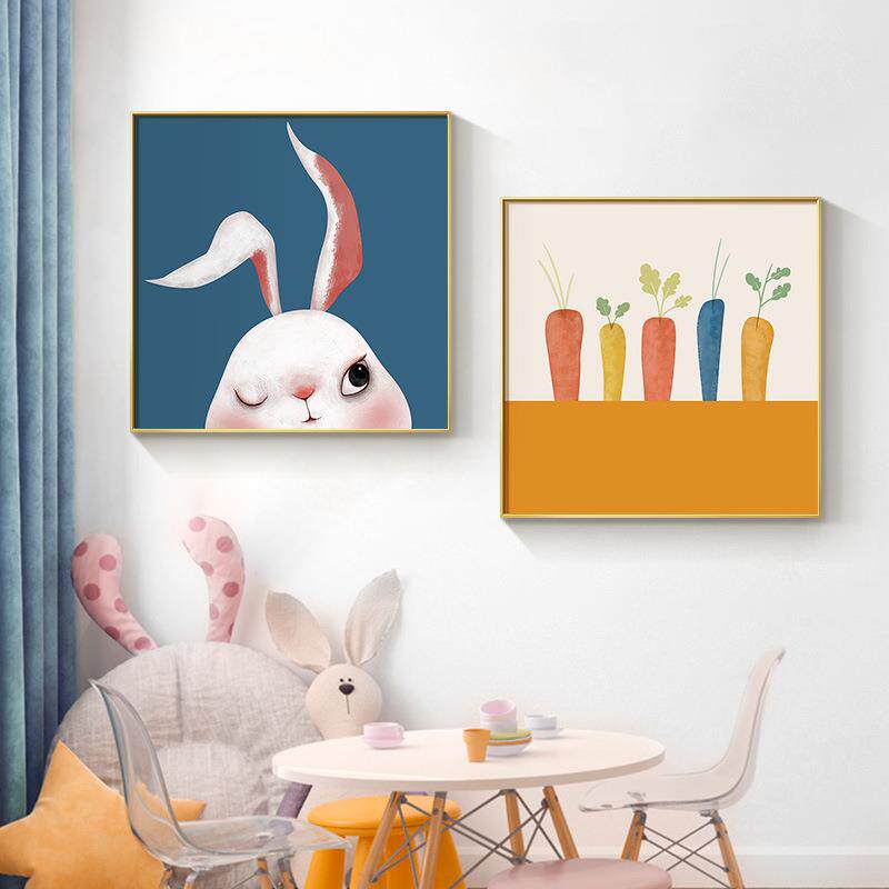 卡通萌宠壁画儿童房装饰画北欧客厅挂画餐厅画卧室床头画温馨墙画