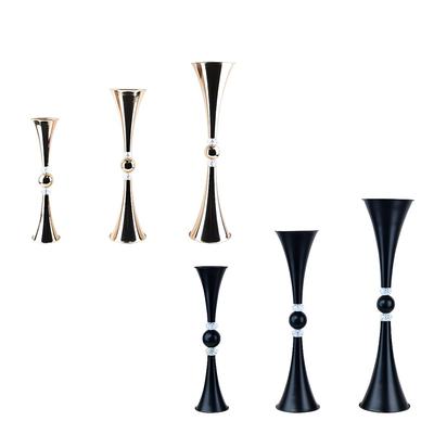 婚礼用品铁艺金色花架路引花器婚庆布置喇叭花瓶餐桌装饰花盆摆件