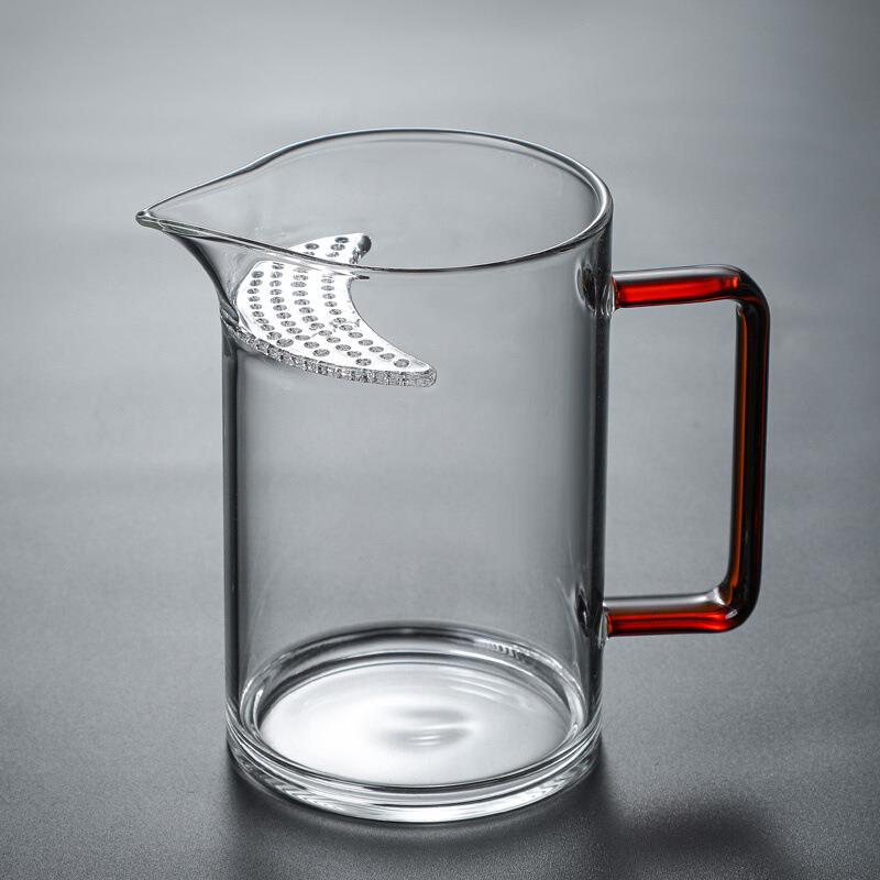 高硼硅玻璃月牙公道杯带茶漏耐高温分茶器家用大容量加厚泡茶杯