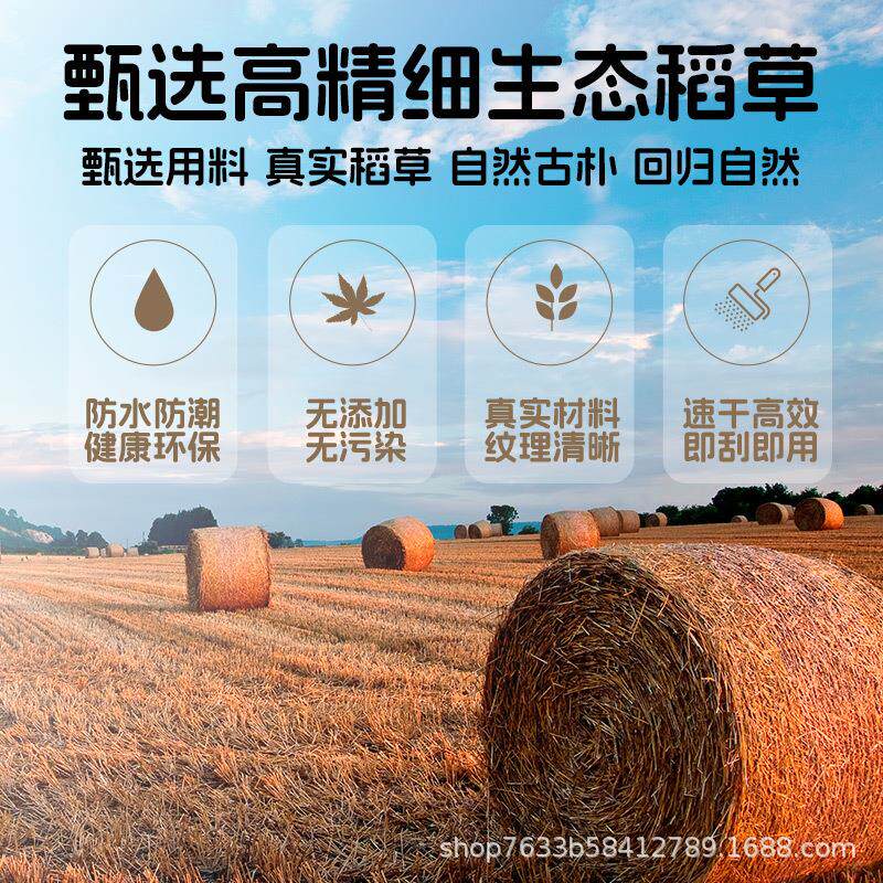 生态稻草漆室内外墙泥乡村民宿老泥墙面草筋灰肌理漆艺术漆手涂