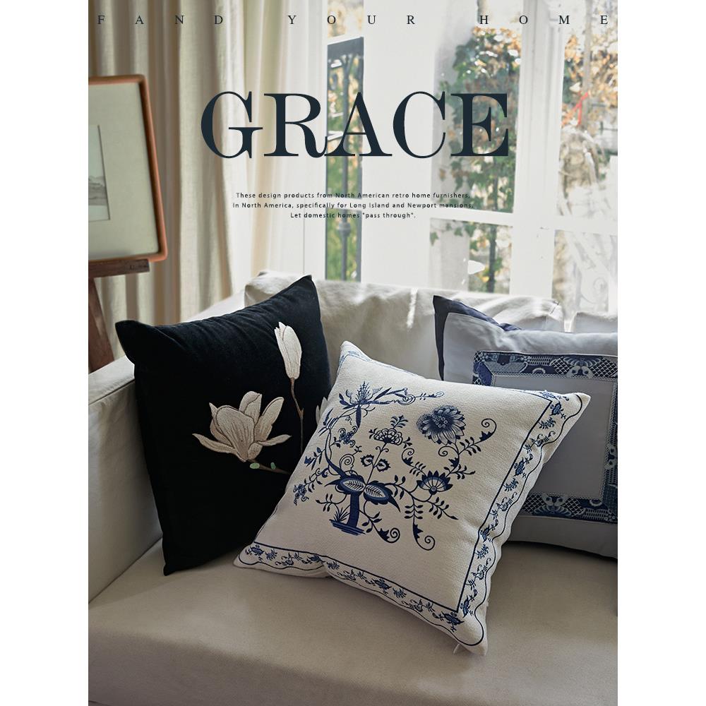 ZQ拂晓兰香抱枕轻法式氛围感客厅沙发新中式腰枕床头靠枕