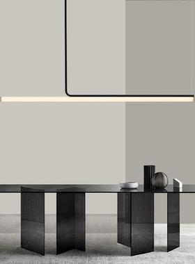 北欧设计师极简长条一字餐厅灯餐桌书房吧台办公室会议室前台吊灯