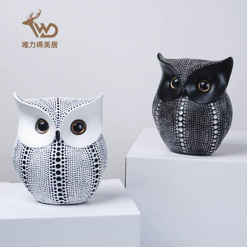 北欧ins 创意猫头鹰摆件树脂工艺品客厅酒柜电视柜桌面软装装饰品