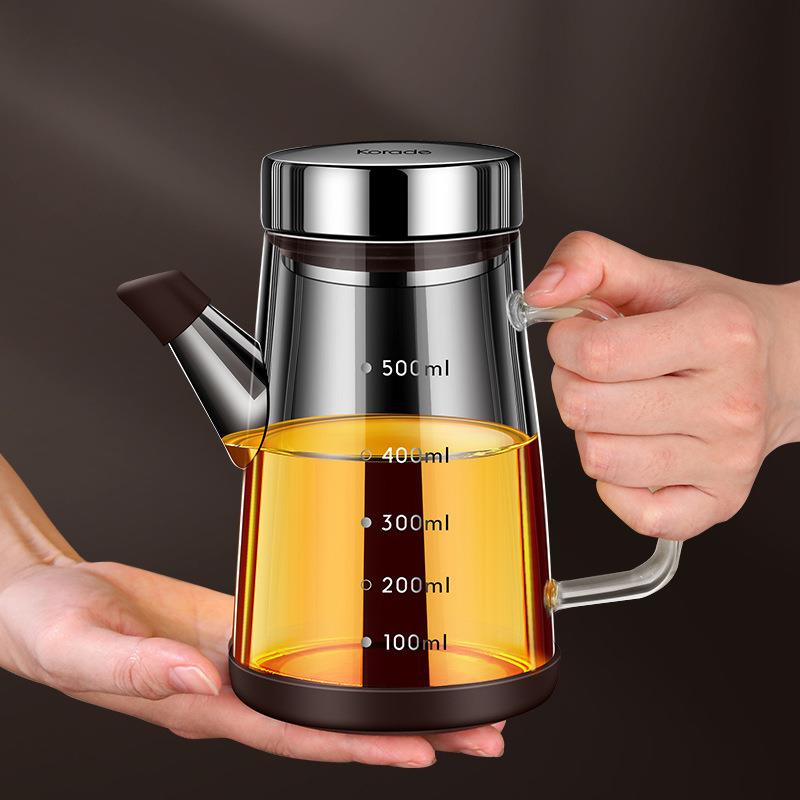 800ml高硼硅玻璃油壶厨房带刻度调味瓶油瓶酱油醋调料油壶油瓶