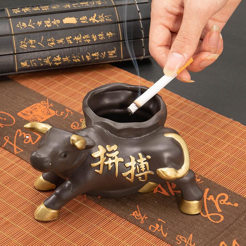 创意大号烟灰缸复古树脂高档烟缸家用客厅办公室个性潮流中式烟缸