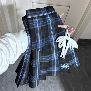 【凛冬雪】梦屿春樱jk原创正版格裙蓝黑色雪花刺绣秋冬学院风校供