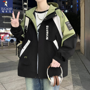 啄木鸟2026新款 夹克青少年港风外套潮流百搭学生冲锋衣服 男春秋季