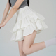 黑色白色荷叶边蓬蓬蛋糕裙半身裙女春夏季 松紧高腰显瘦小个子短裙