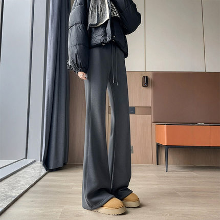灰色喇叭裤女春秋2025新款高个子加长加绒休闲微喇瑜伽运动卫裤子