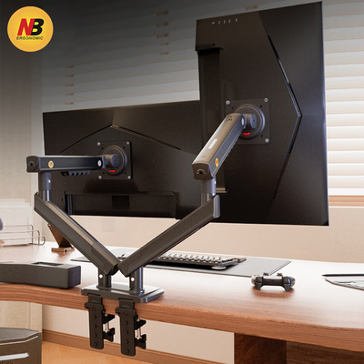 nb双屏显示器支架机械弹簧三步快装伸缩旋转电脑显示屏支架一拖二
