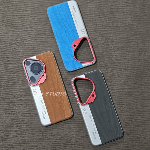 【秒变相机壳】适用华为Pura70Ultra手机壳拼接素皮木纹P80Pro新款ins创意p70pro保护套Mate60四面包边PC硬壳