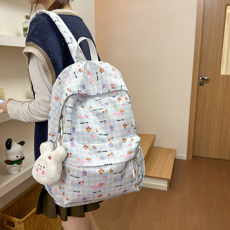 可爱蝴蝶结书包猫咪少女温柔日系初中生小狗大学生双肩包背包