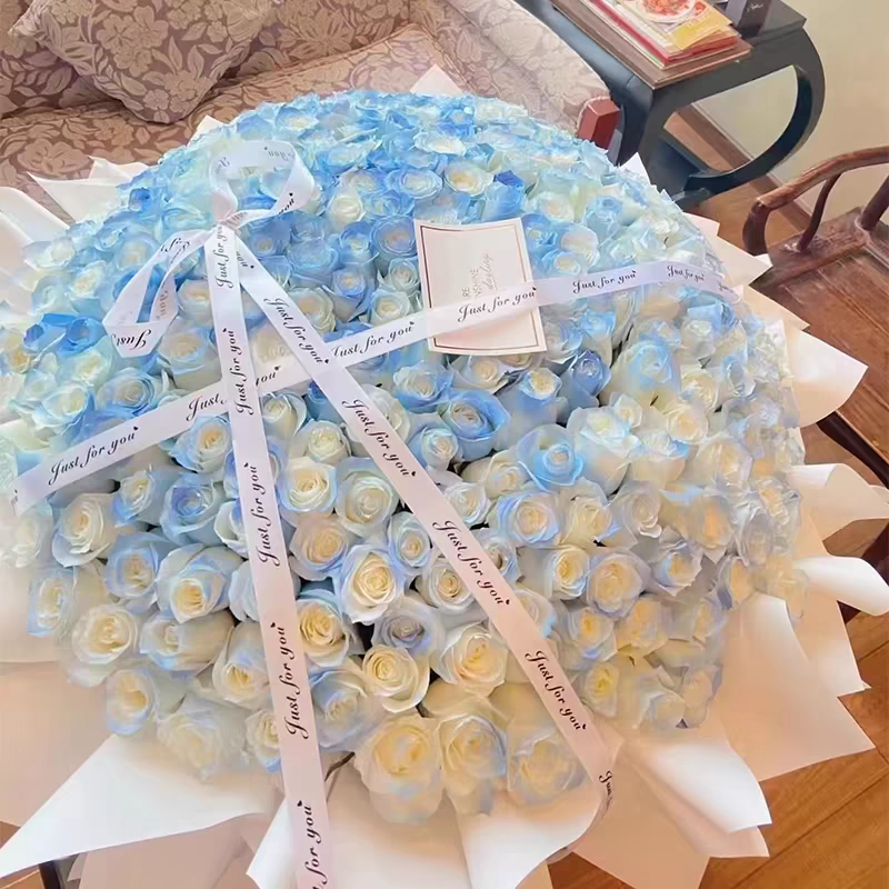 999/199/99朵玫瑰鲜花同城速递碎冰蓝花束上海北京全国配送生日