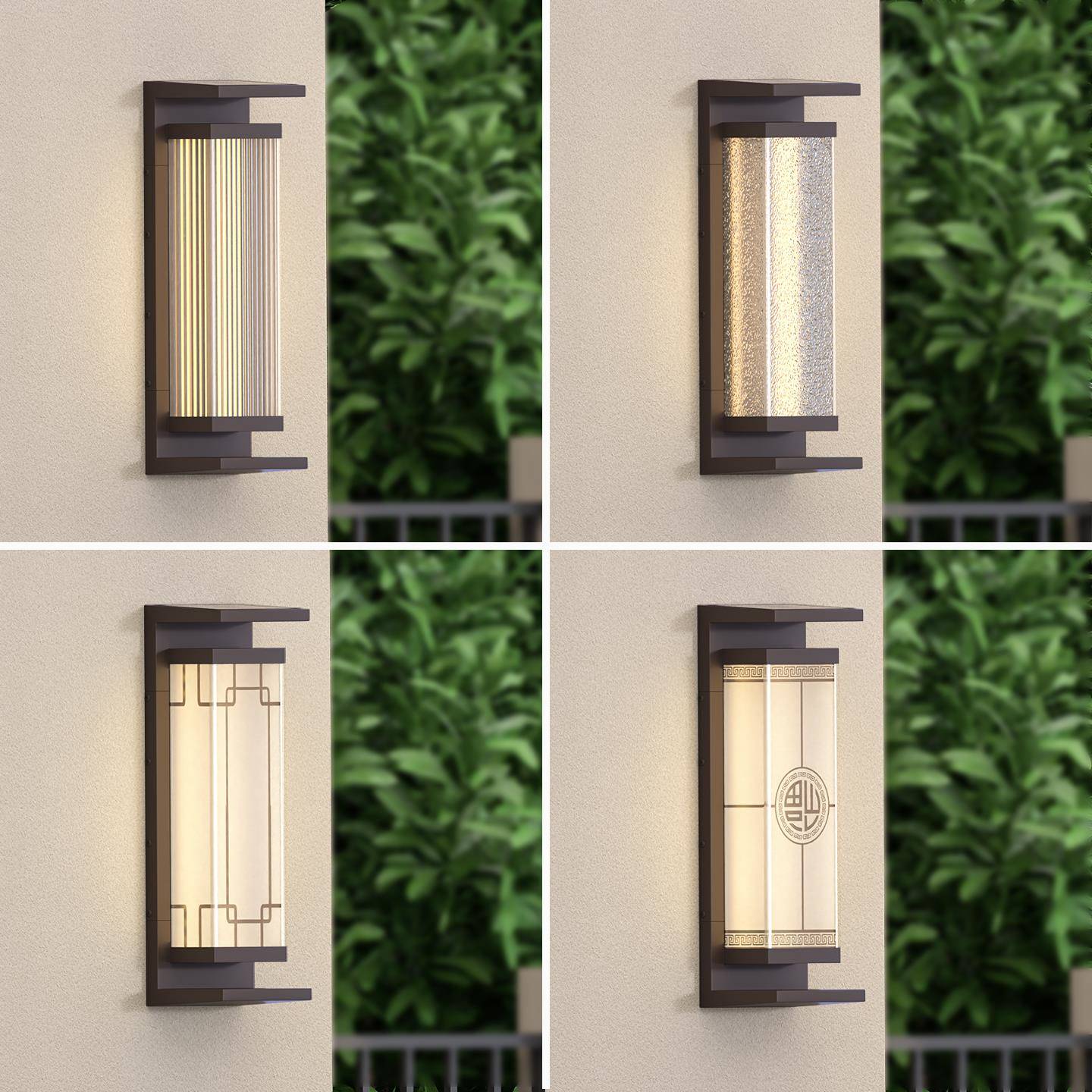 壁灯太阳能户外防水新中式别墅庭院灯室外露台景观灯大门外墙壁灯