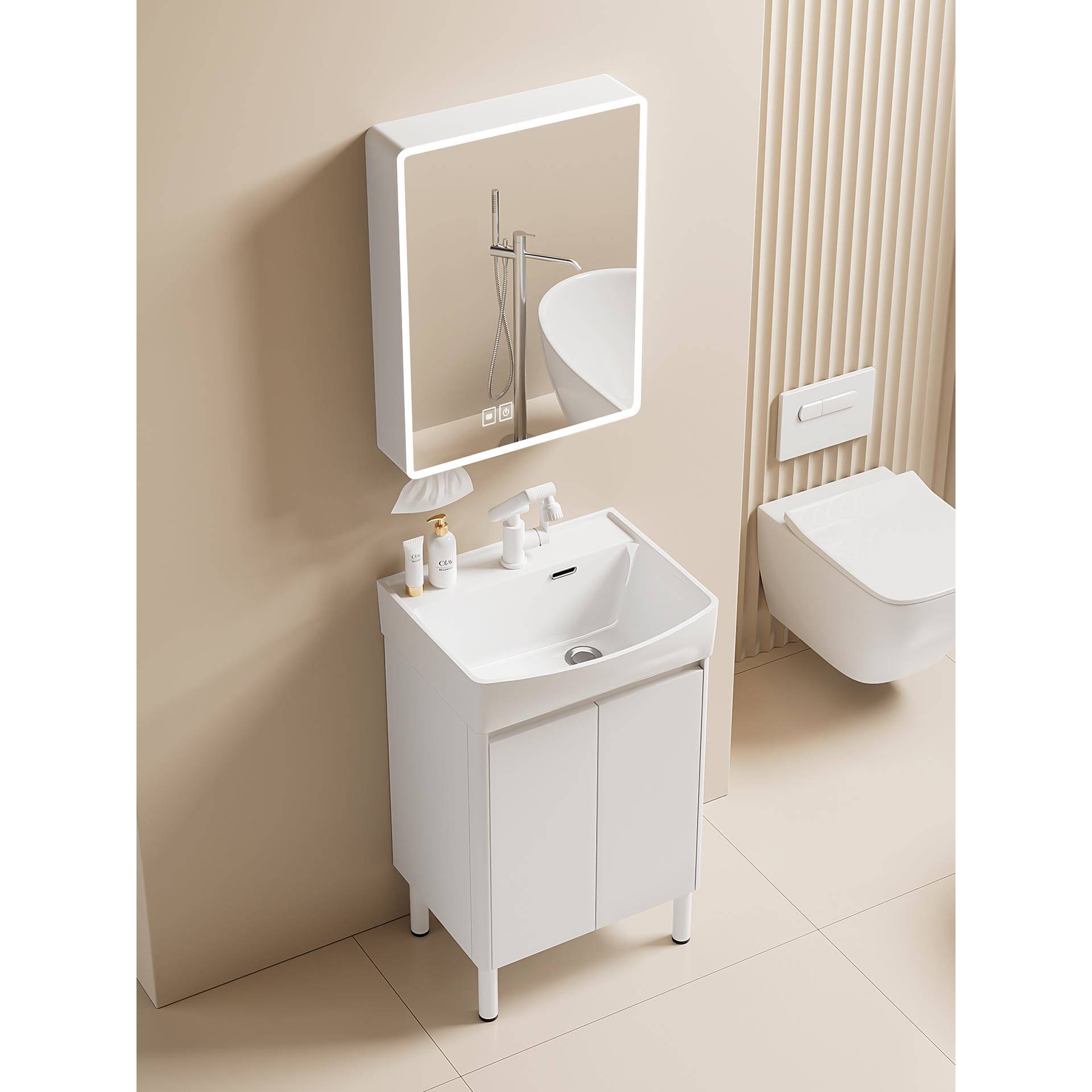 落地蜂窝铝浴室柜组合小型陶瓷洗脸盆洗漱台盆小户型加深洗手盆