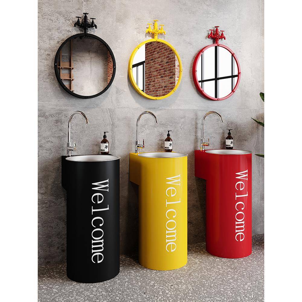 工业风洗手台餐厅立柱式一体创意复古落地铁艺卫生间酒吧洗手盆