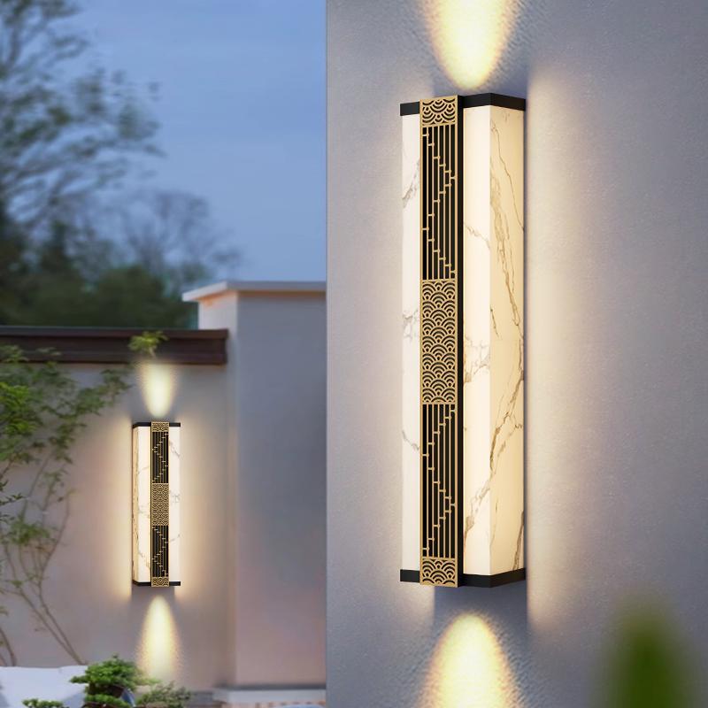 太阳能户外壁灯防水别墅大门口新中式室外门柱庭院围墙柱灯带射灯