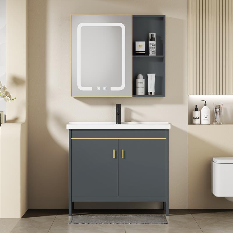 太空铝洗脸盆卫生间落地式陶瓷一体洗漱台盆阳台浴室柜组合洗手池