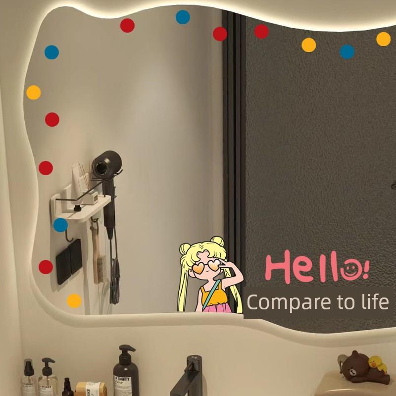 美少女战士卧室镜子贴纸装饰浴室玻璃浴室可爱Biye防水贴纸