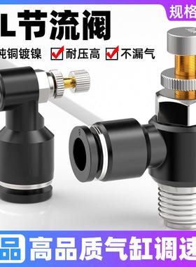 气动气管接头气缸调速阀SL8-02调节阀黑色可调 节流阀SL4-M5 6-01