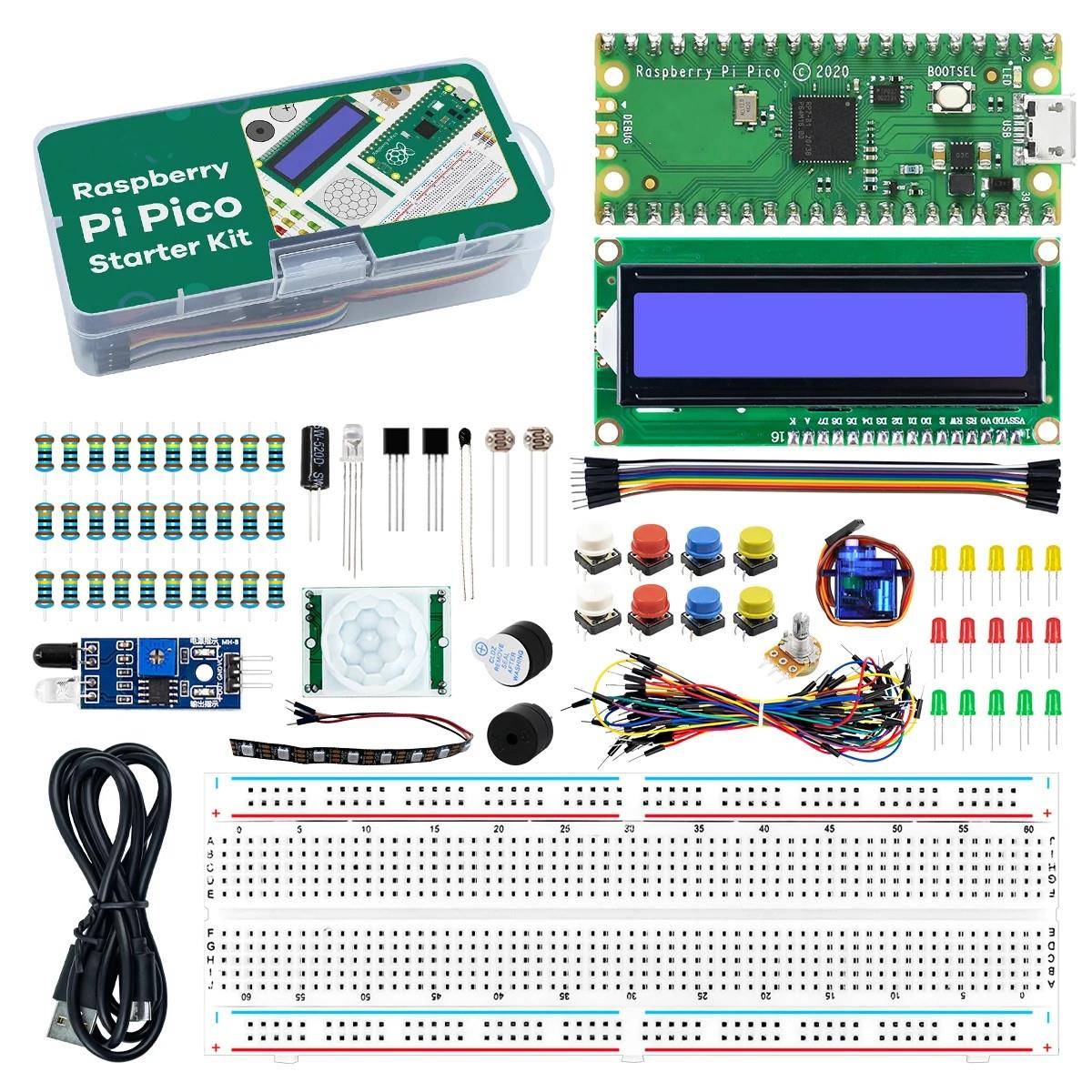 树莓派pico开发板套件Raspberry pi RP2040编程+LCD1602液晶屏