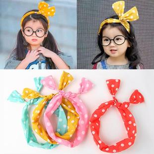 夏款 波点蝴蝶结发带韩国女孩可爱百搭发饰儿童发箍头饰 阿拉蕾同款