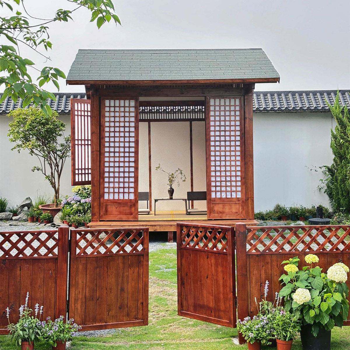 中式木外茶室仿古276造户景凉亭别墅民宿庭院花园木房子屋休小闲