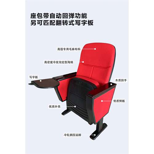 定昊升制升堂椅Facto昊ry-Direct  带写字板礼政府报告厅会议室联