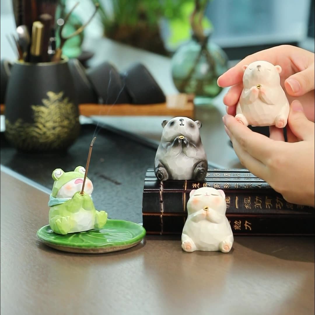 青蛙小熊线香香薰炉摆件家居客厅茶桌檀沉香香座治愈情绪稳定好运,家居饰品,香托/香盘/香座/香插,淘宝优惠券,粉丝福利购,淘宝优惠卷