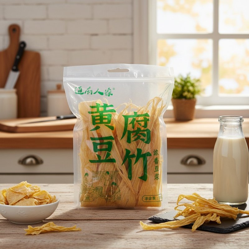 连府人家非转基因黄豆腐竹高蛋白腐竹500g家庭装京东快递速发