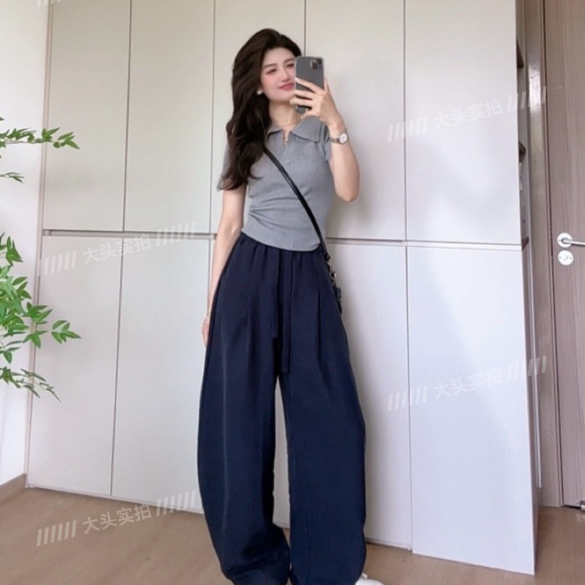 【大头定制】天丝亚麻裤夏季新款抽绳松紧显瘦垂感百搭休闲弯刀裤