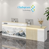 新中式 吧台收银台超市商用柜台公司前台接待台民宿茶楼饭店吧台柜