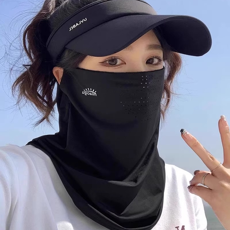 德国KM防晒面罩全脸防紫外线男女夏季脖子防晒神器冰丝骑行面纱