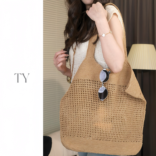 2026新款大版型手工镂空草编包度假风大容量沙滩单肩手提包女夏